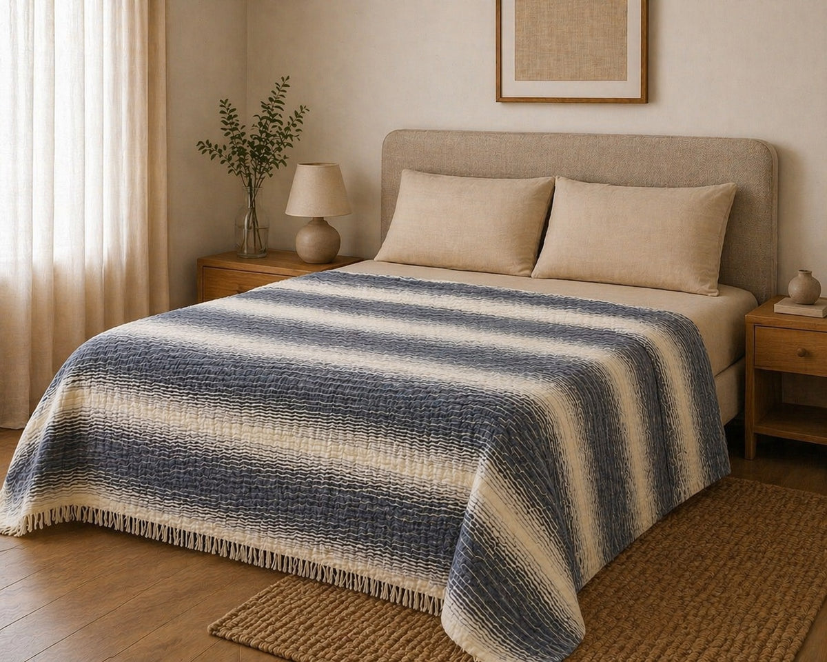 Sabia Living 100% Cotton Muslin Blanket – 4-Layer, Queen, 90" x 98"