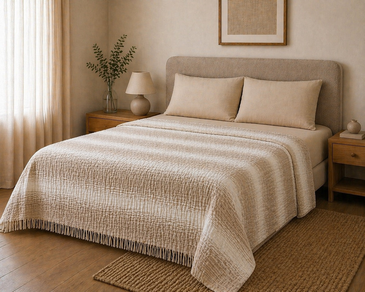 Sabia Living 100% Cotton Muslin Blanket – 4-Layer, Queen, 90" x 98"