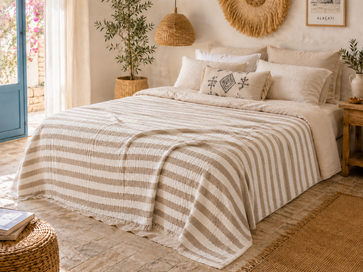 Sabia Living 100% Cotton Muslin Blanket – 4-Layer, Queen, 90" x 98"